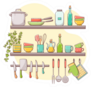 Kitchen Supplies On Shelves Sticker