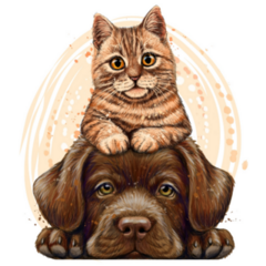 Kitten & Lab Puppy Sticker