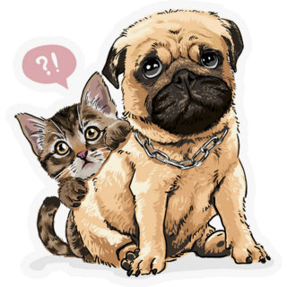 Kitten & Pug Sticker