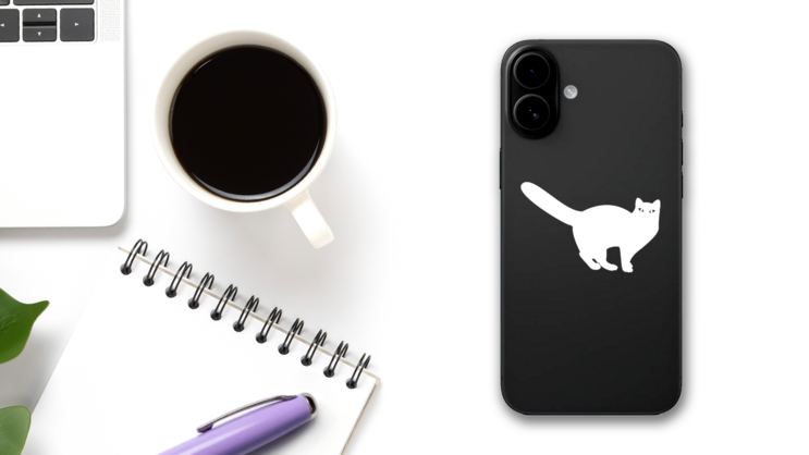 Kitty Cat Sticker on a Phone (New) example