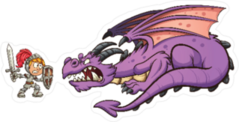 Knight Fighting A Dragon Cartoon Scene Sticker