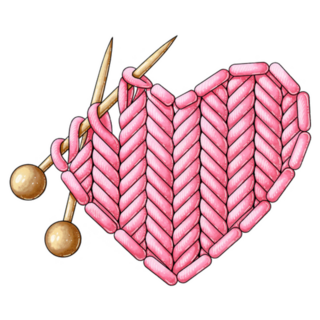 Knitted Red Heart Stickers