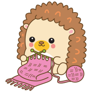 Knitting Hedgehog Sticker