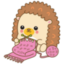 Knitting Hedgehog Sticker