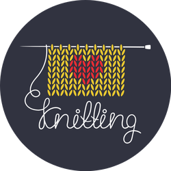 Knitting Needle Heart Design Lettering Sticker