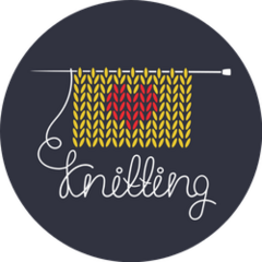 Knitting Needle Heart Design Lettering Sticker