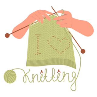Knitting Process, Green Yarn Lettering Sticker