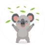 Koala Bear Throwing Leaves Sticker