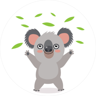 Koala Bear Throwing Leaves Sticker