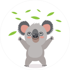 Koala Bear Throwing Leaves Sticker