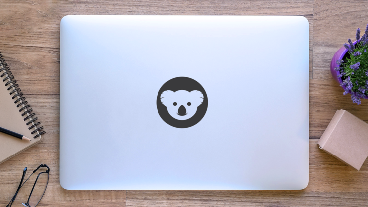 Koala Face Icon Sticker on a Laptop (New) example