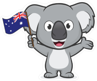 Koala Holding Australian Flag Sticker