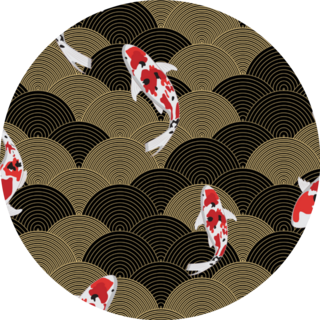 Koi Fish Japanese Illustration On Water Wave Sticker