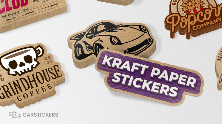 Examples of different kraft paper sticker designs.