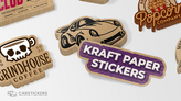 Examples of different kraft paper sticker designs.