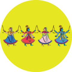 Krishna And Gopika Playing Garba Madhubani Indian Sticker