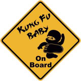 Kung Fu Baby On Board Sticker