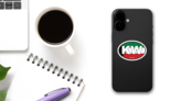 Kuwait Kw Flag Oval Sticker on a Phone (New) example