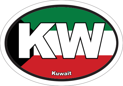 Kuwait Kw Flag Oval Sticker