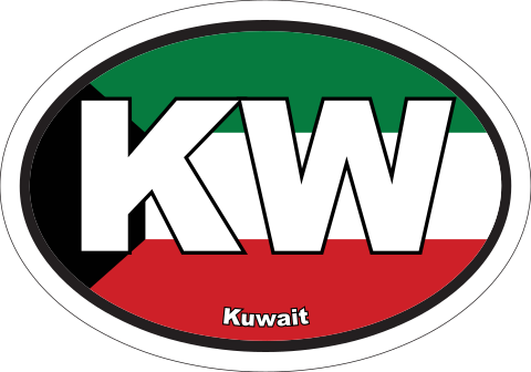 Kuwait Sticker Kuwait Kw Flag Oval Sticker Shipped Fast & Free!