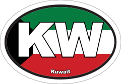 Kuwait Kw Flag Oval Sticker