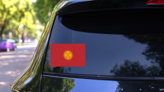 Kyrgyzstan Flag Sticker on a Rear Car Window (New) example