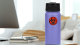 Lab Bio-hazard Warning Symbol In Red Sticker on a Water Bottle (New) example