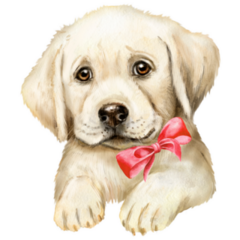 Lab Pup In Bow Sticker