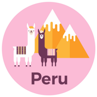 Label Of Peru With Mountains And Lamas Sticker