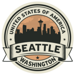 Label Of Washington, Seattle USA Skyline Sticker