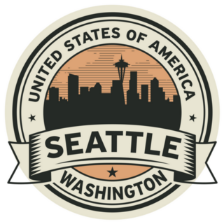 Label Of Washington, Seattle USA Skyline Sticker