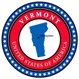 Label With Name And Map Of Vermont USA Sticker