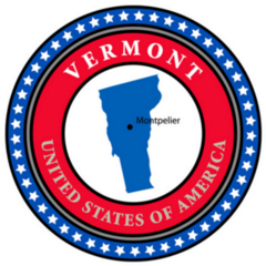 Label With Name And Map Of Vermont USA Sticker