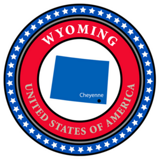 Label With Name And Map Of Wyoming Sticker