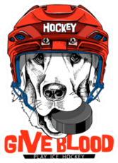 Labrador Dog In A Red Ice Hockey Helmet Sticker