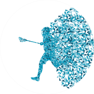 Lacrosse Player Made Of Triangle Fragments Sticker