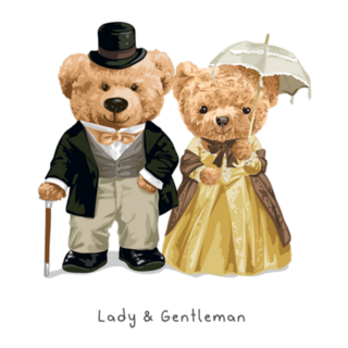 Lady And Gentleman Teddy Bears Victorian Style UK Sticker