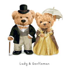Lady And Gentleman Teddy Bears Victorian Style UK Sticker