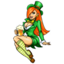Lady Leprechaun holding a Beer