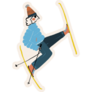 Lady Standing On Her Skis Illustration Sticker 