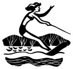 Lady Water Skiing - Retro Illustration Sticker