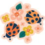 Ladybug And Flowers On Pink Sticker