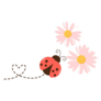Ladybug On Pink Flowers Cartoon Sticker 