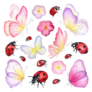 Ladybugs, Butterflies, and Flowers Sticker 