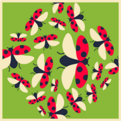 Ladybugs Flying On Green Sticker 