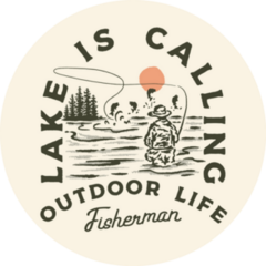 Lake Is Calling Fishing Illustration Sticker