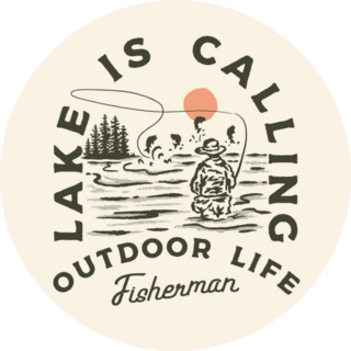 Lake Is Calling Fishing Illustration Sticker