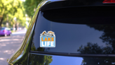 Lake Life Boating Illustration Sticker on a Rear Car Window (New) example