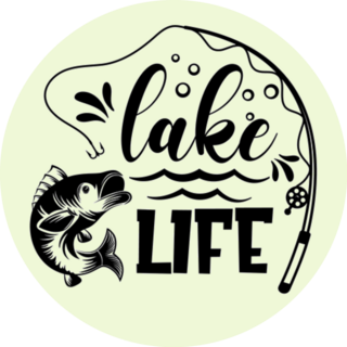 Lake Life Fishing Lettering Sticker