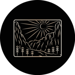 Landscape Of Zion National Park In Mono Line Art Sticker